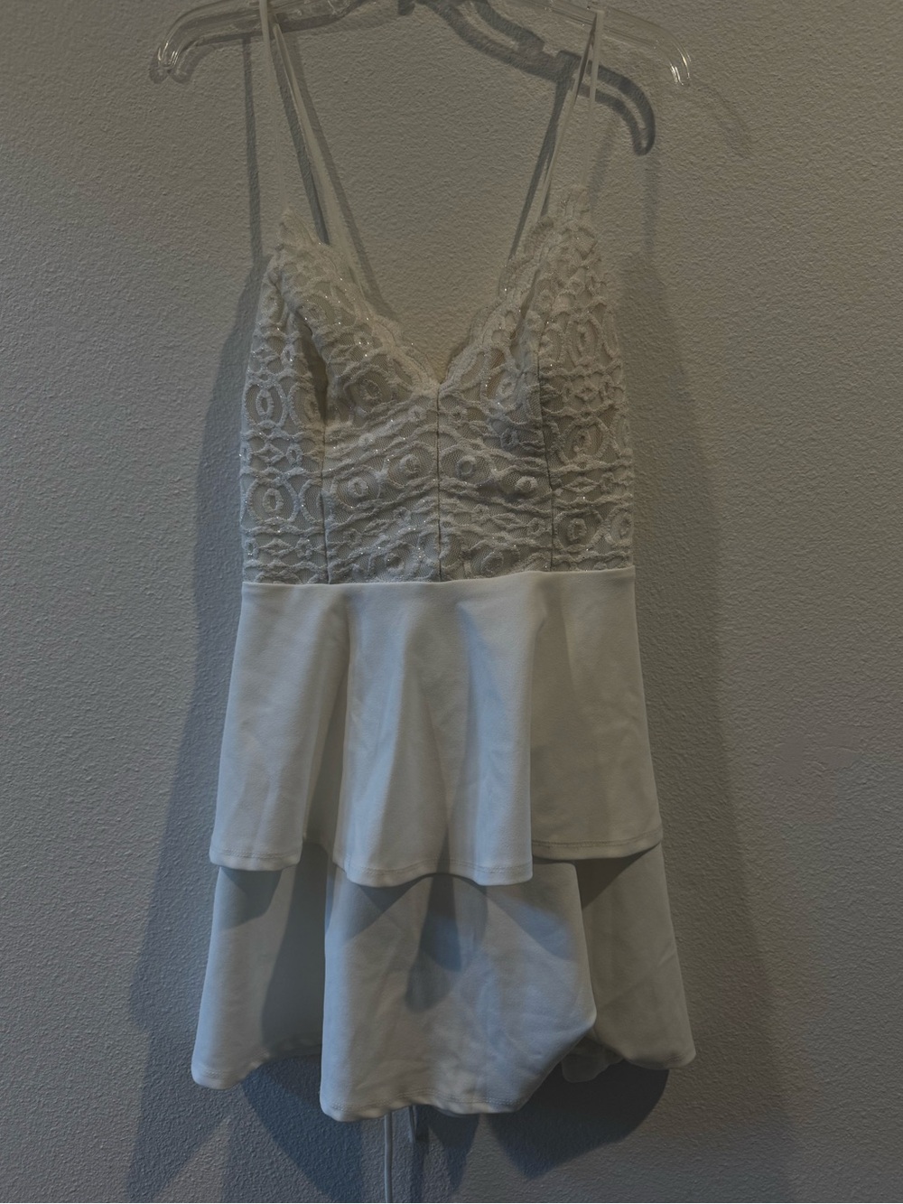 Formal Lace Bodice White Mini Dress
